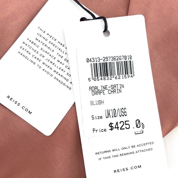 Reiss Adaline Chain Detail One-Shoulder Satin Dress | US 6 - Picture 6 of 11